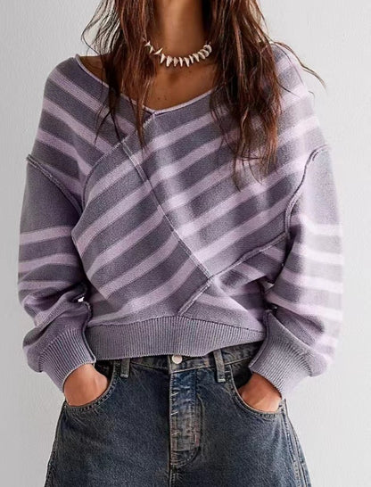 Striped V-neck Sweater