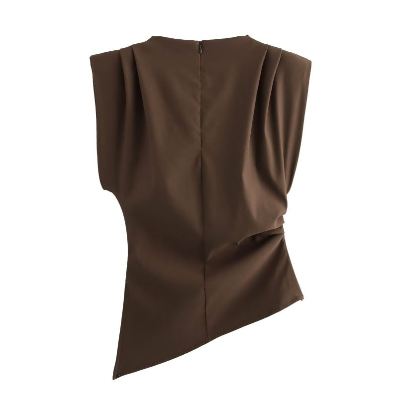 Asymmetric Draped Sleeveless Top