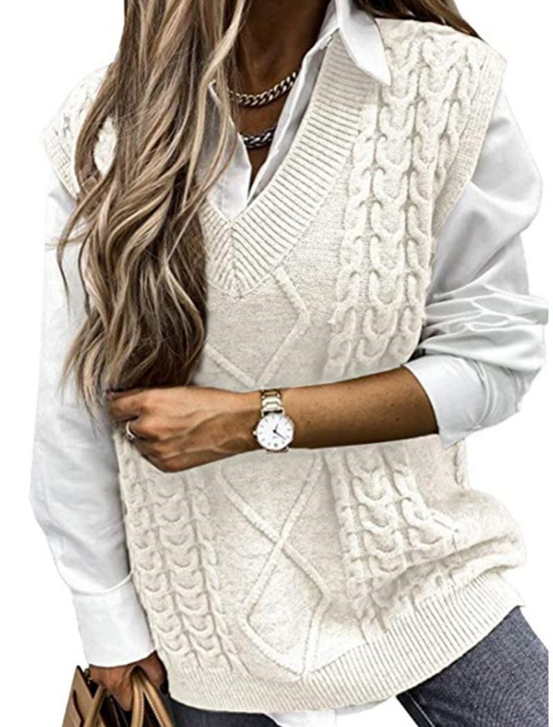 Chunky Knit V-Neck Sweater Vest