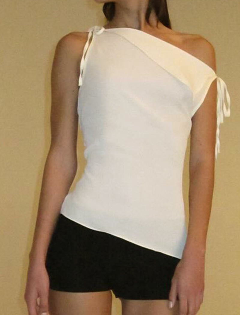 Asymmetrical Tie-Shoulder Sleeveless Top