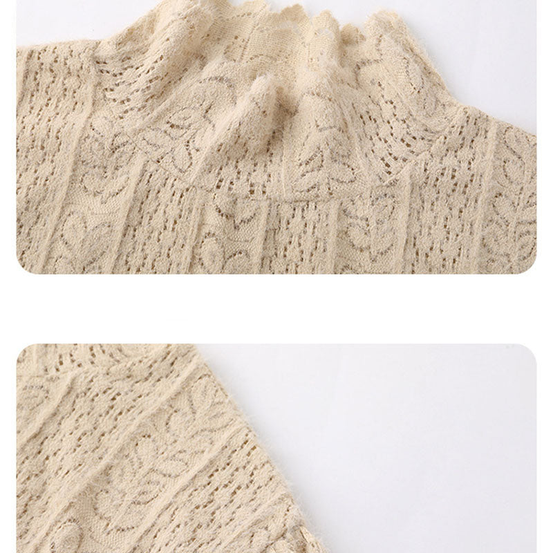 High Neck Lace Knit Sweater