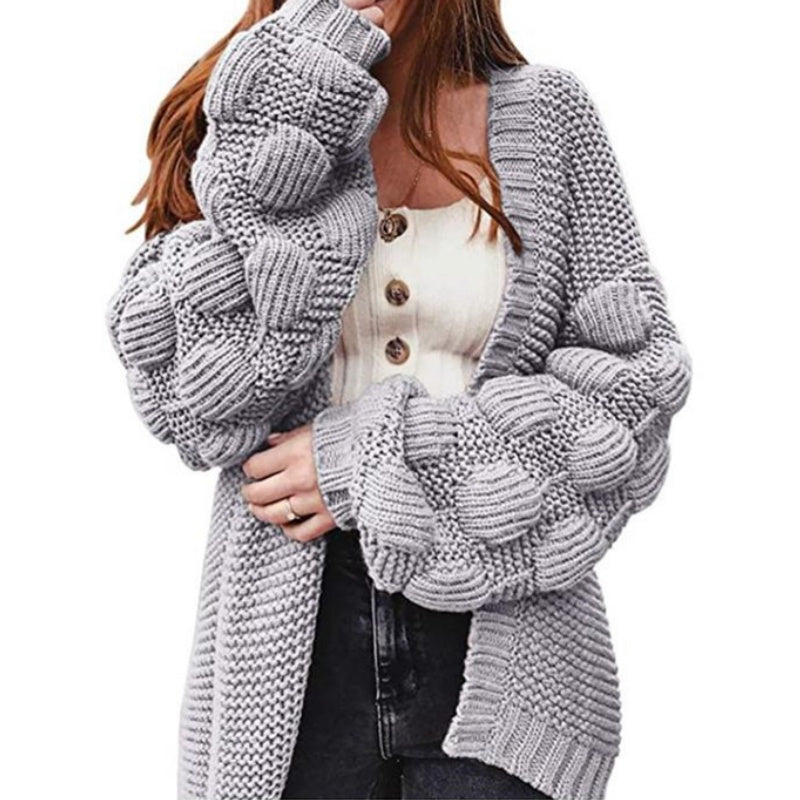 Bubble Sleeve Chunky Cardigan