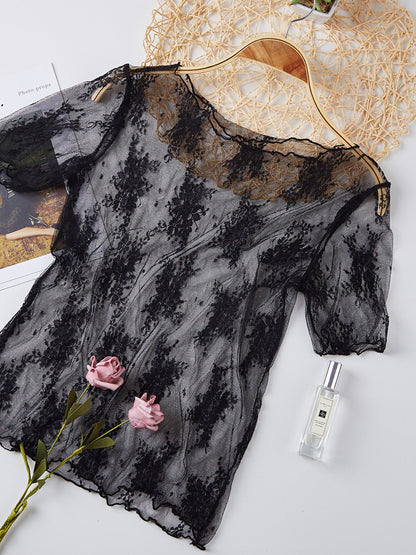 Lace Short-Sleeve Base Top