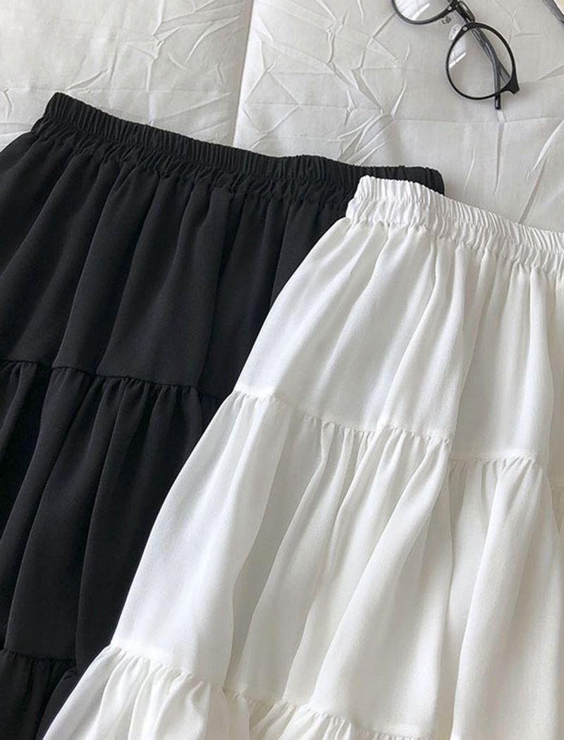 Elastic Waist Patchwork Skirt