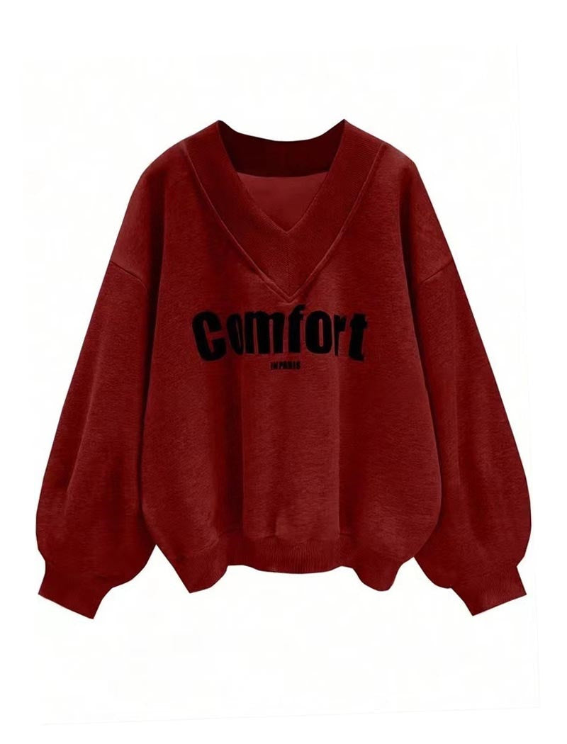 V-Neck Comfort Print Pullover