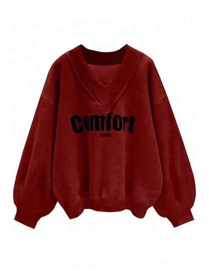 V-Neck Comfort Print Pullover