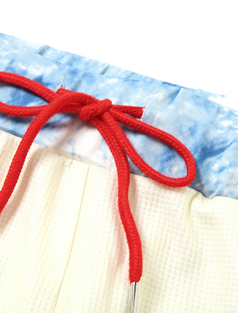 Wide-Leg Drawstring Graphic Pants