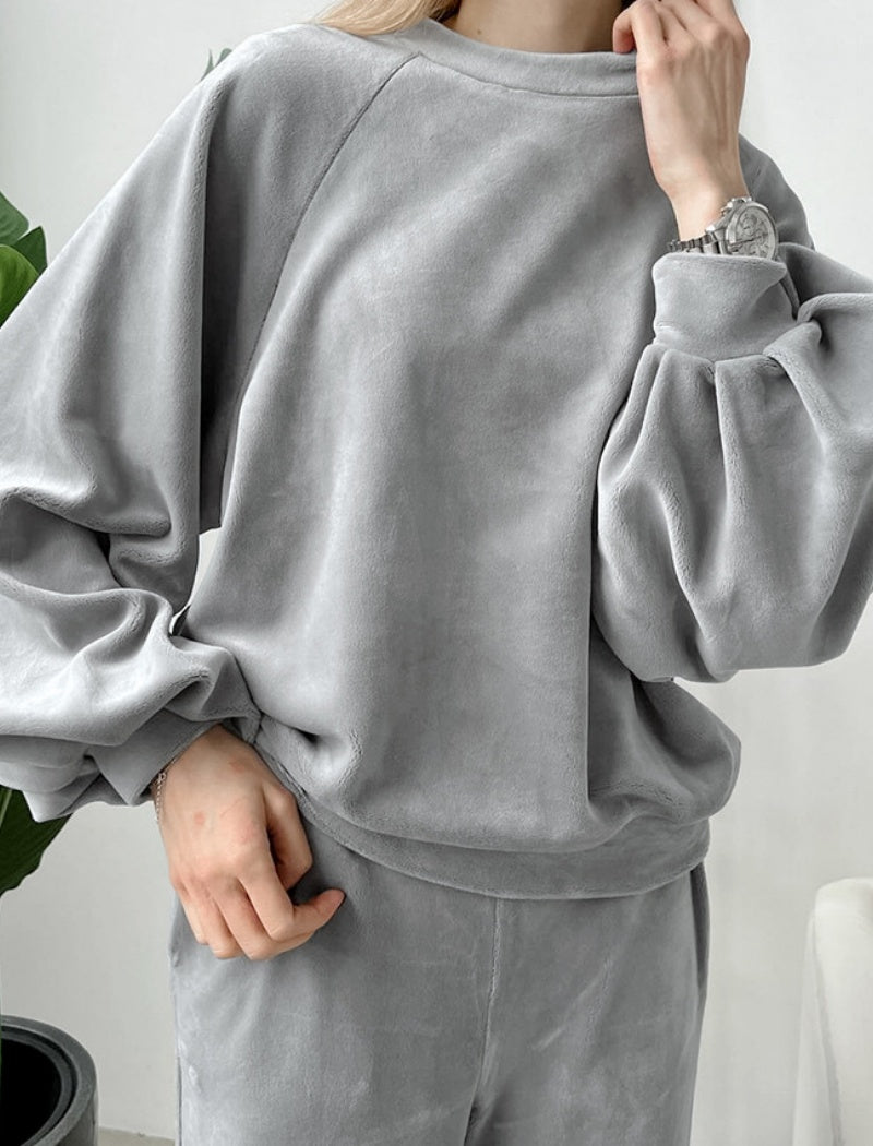 Round Neck Long Sleeve Sweater and Pants Set