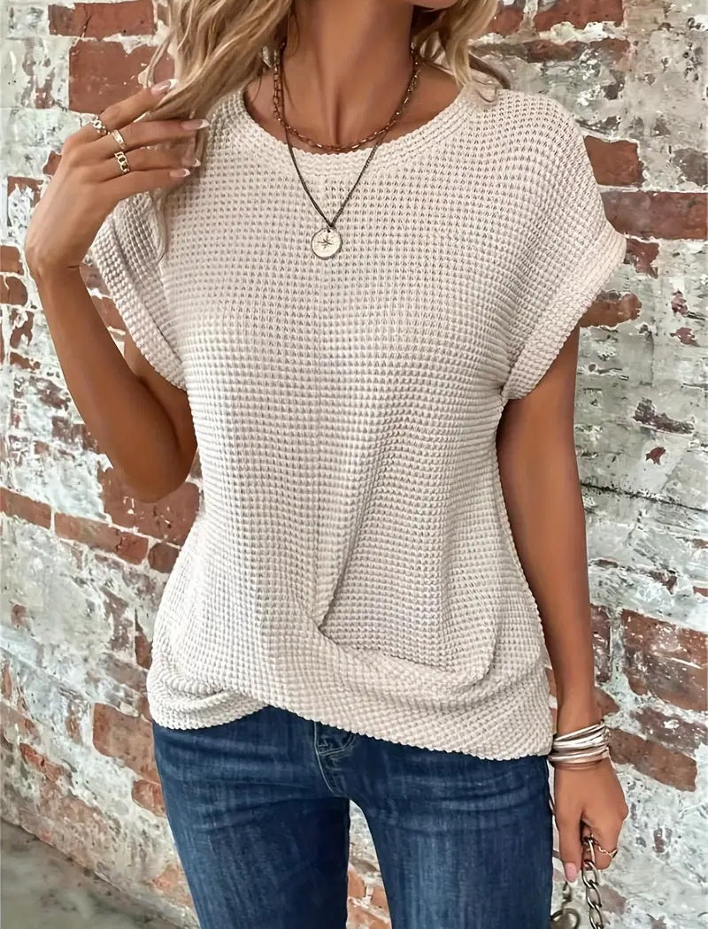 Short-Sleeve Knit Casual Top