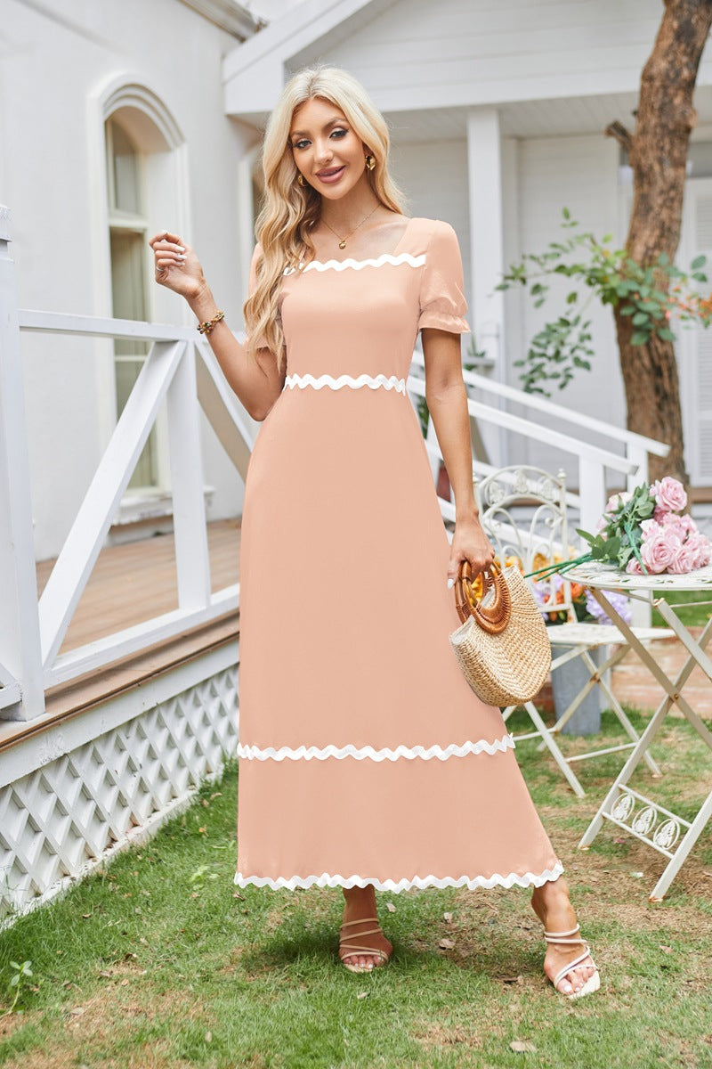 Smocked Puff-Sleeve Maxi Dress