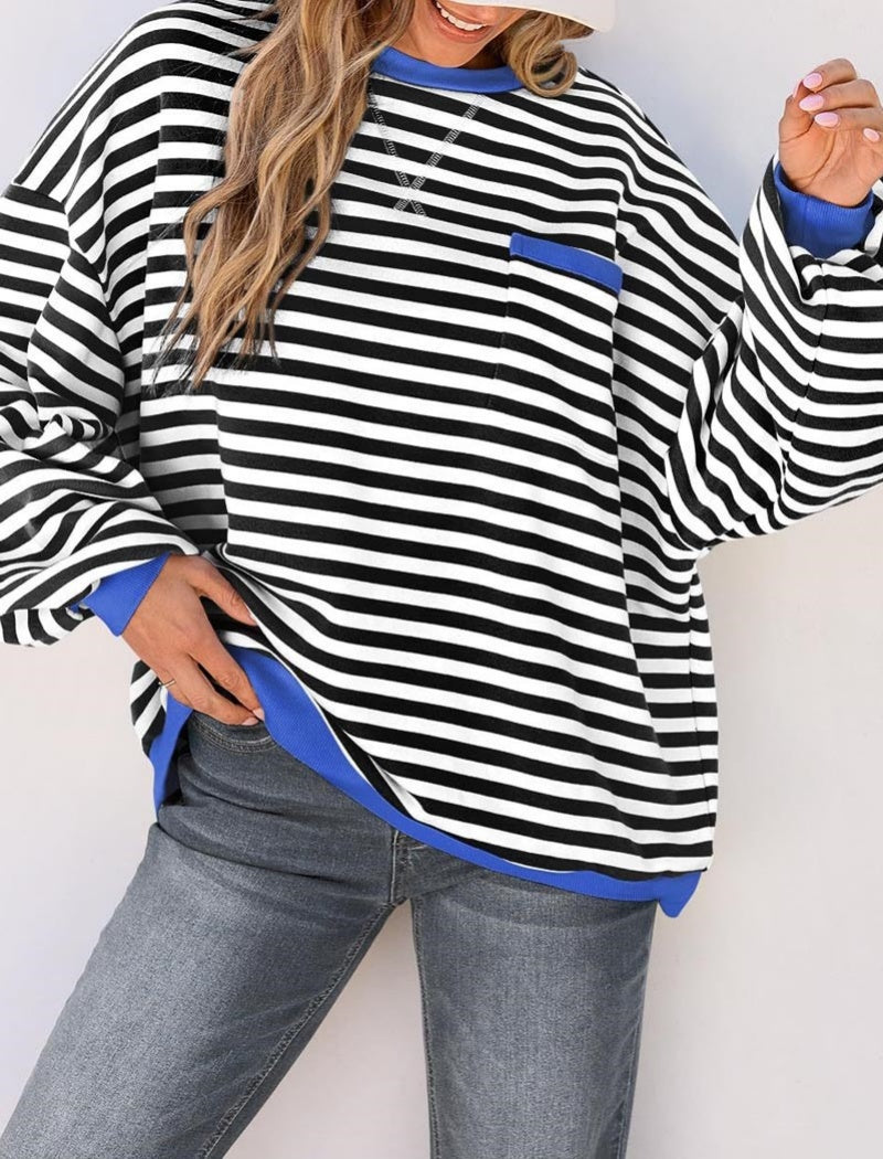 Striped Oversized Long Sleeve Top