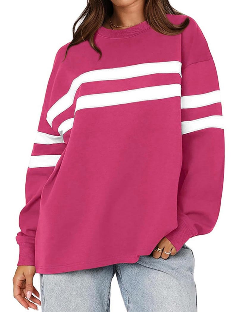 Casual Striped Patchwork Pullover