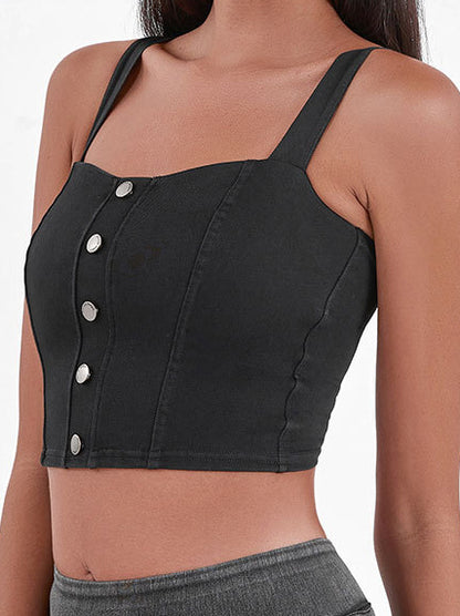 Button-Front Crop Top