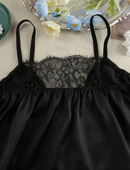 Lace-Trim Satin Cami and Shorts Sleep Set
