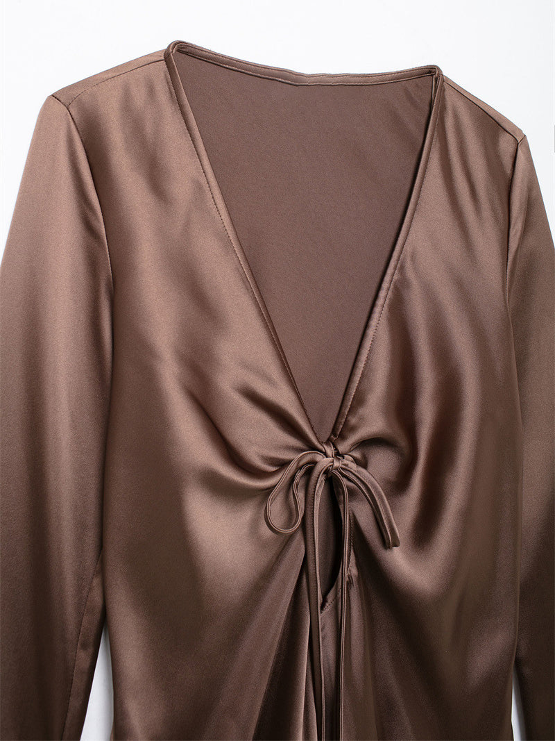 Tie-Front Satin Top