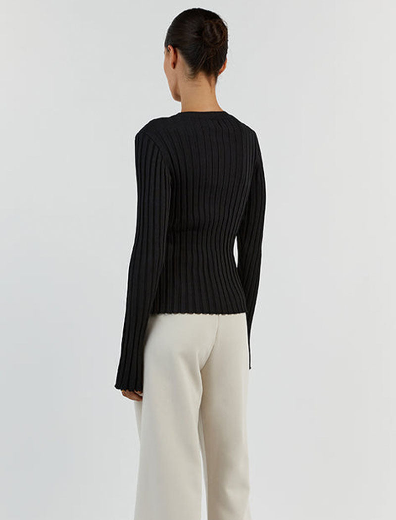 Bell Sleeve Ribbed Knit Top