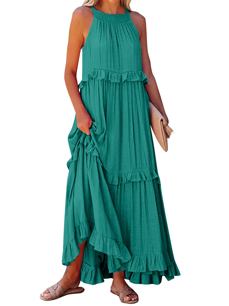 Ruffled Sleeveless Maxi Dress