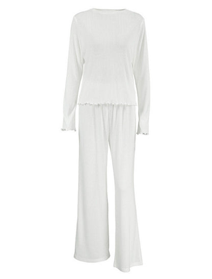 Ribbed Lounge Set with Long Sleeves