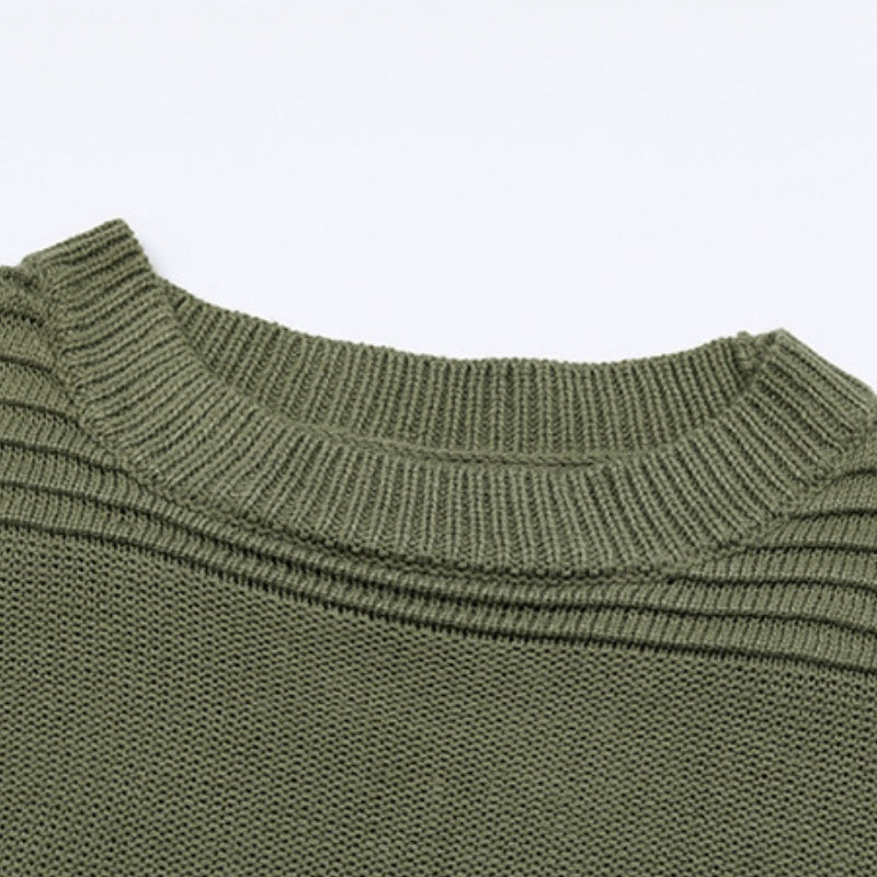 Long-Sleeve Solid Knit Sweater