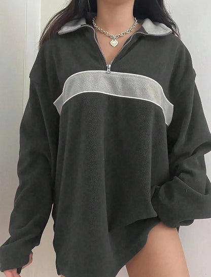 Quarter-Zip Pullover with Contrasting Stripe