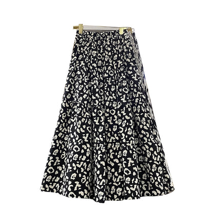 Tiered Leopard Print Midi Skirt