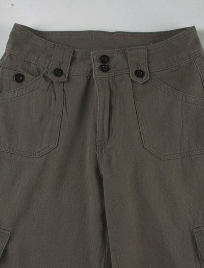 Buttoned Wide-Leg Jeans