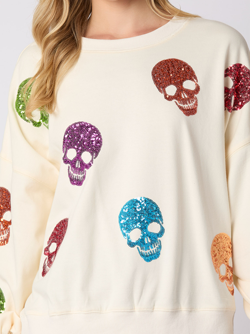 Multicolor Skull Print Top