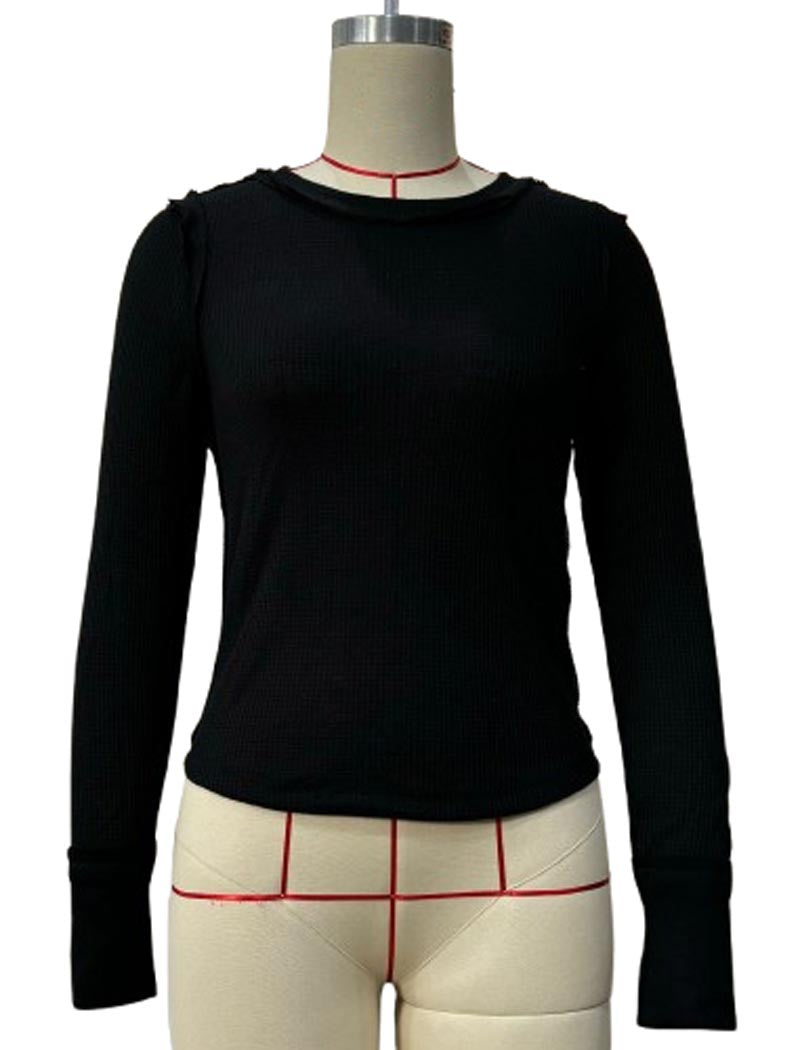 Ribbed Long Sleeve Fitted Top