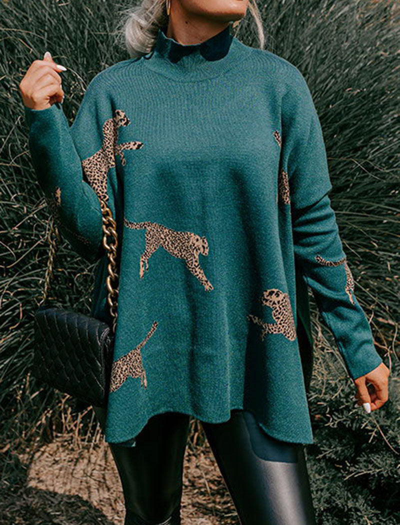 Leopard Sweater Poncho