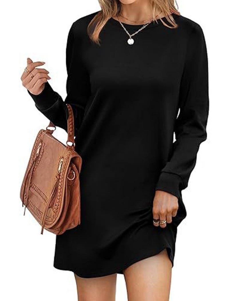 Long Sleeve Mini Dress with Crew Neck