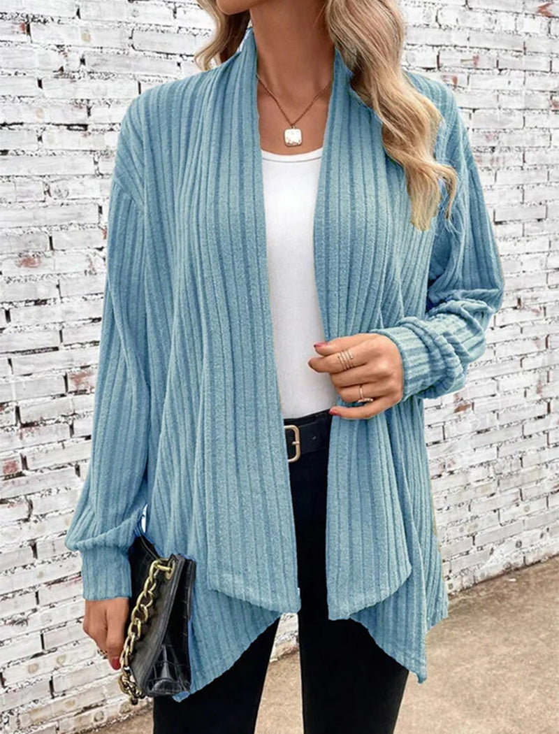 Ribbed Open-Front Cardigan