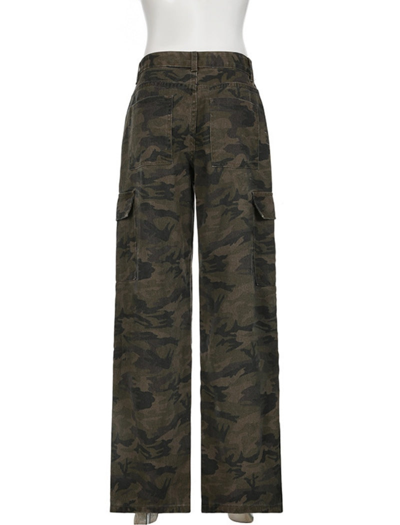 Camouflage Multi-pocket Relaxed-fit Jeans