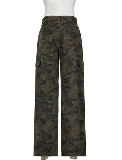 Camouflage Multi-pocket Relaxed-fit Jeans