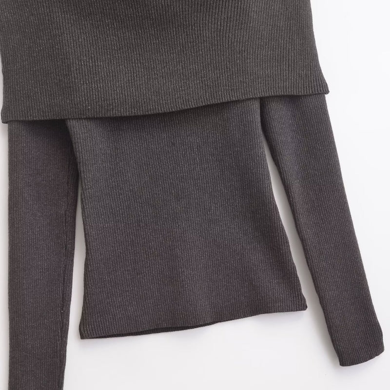 Cape-Style Layered Knit Sweater