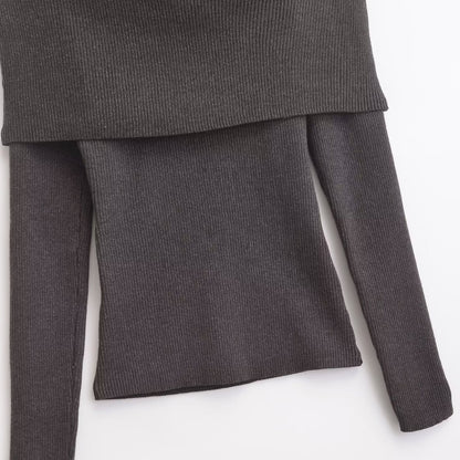 Cape-Style Layered Knit Sweater