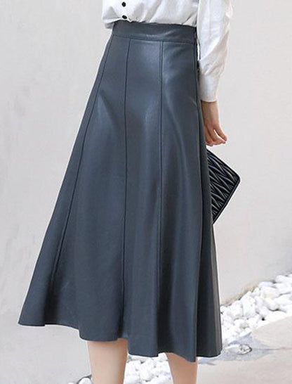 High-Waisted Pleated A-Line Skirt