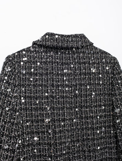 Textured Sequin Long Sleeve Cropped Blazer