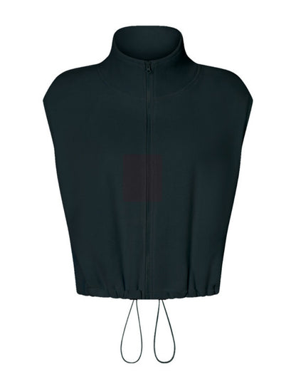 Drawstring High Neck Cropped Vest
