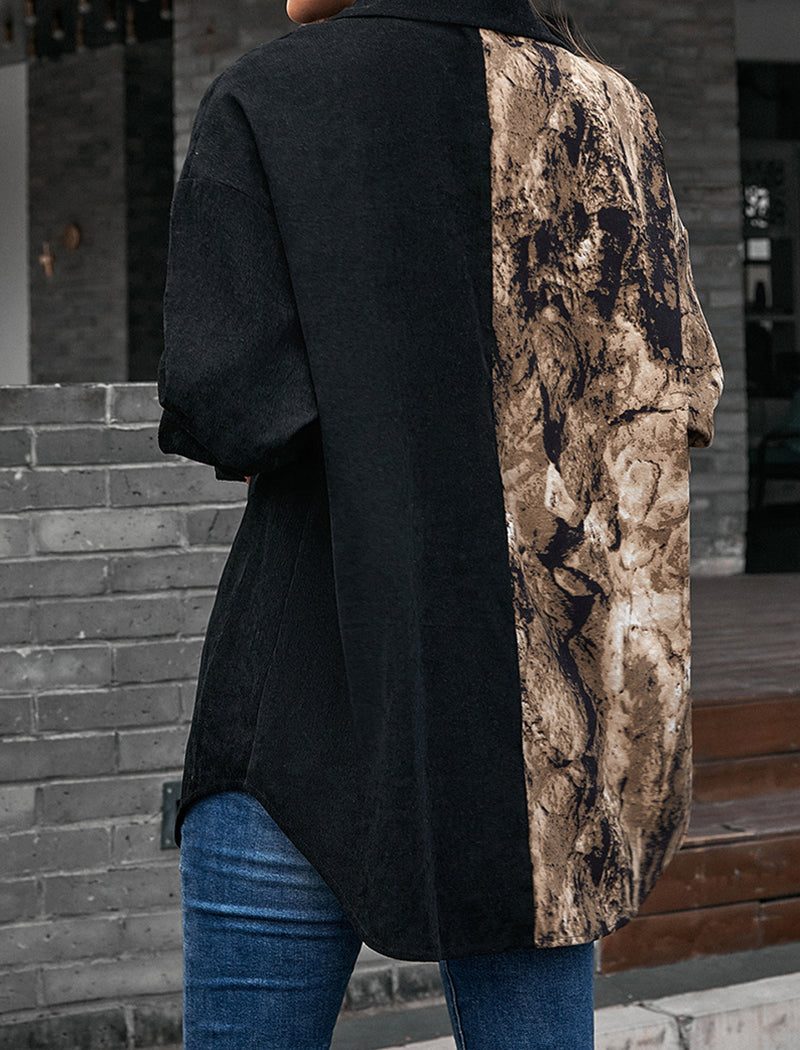 Two-Tone Button-Up Long Shirt