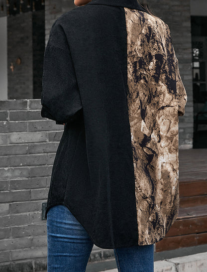 Two-Tone Button-Up Long Shirt