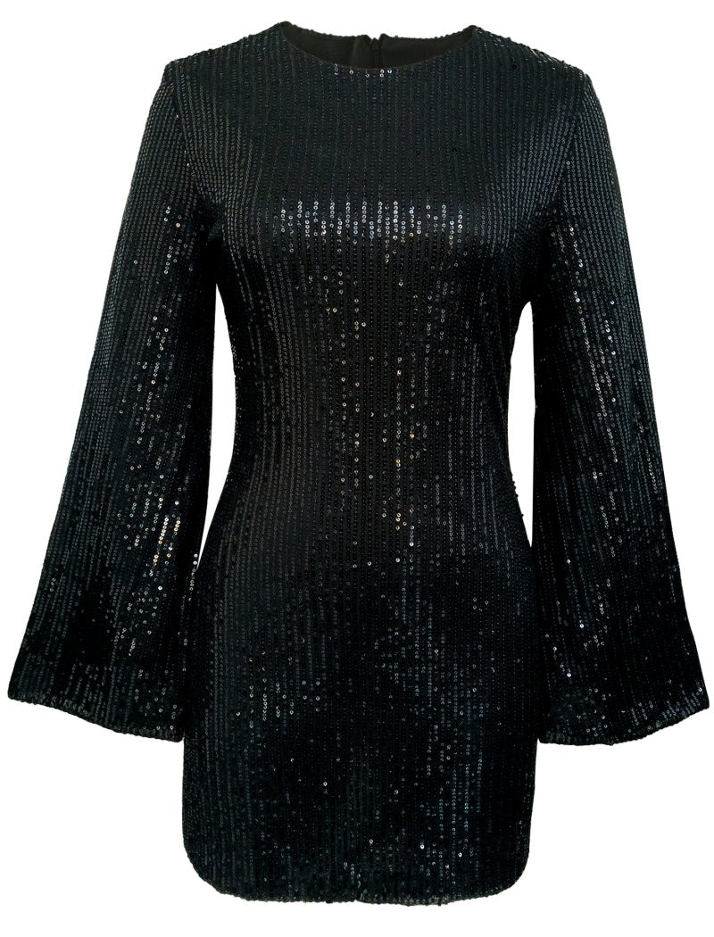 Sequin Bell Sleeve Mini Dress