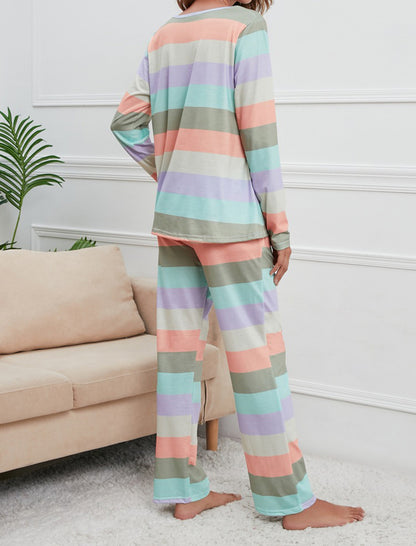 Printed Striped Loungewear Set