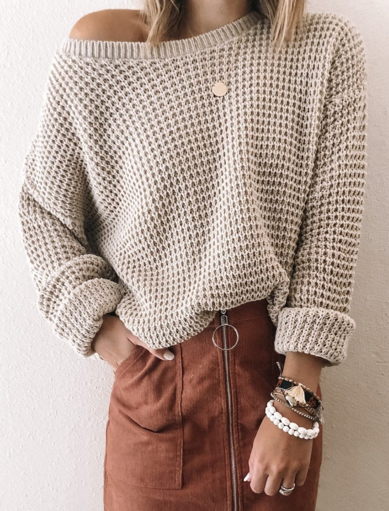 Off-Shoulder Knit Sweater