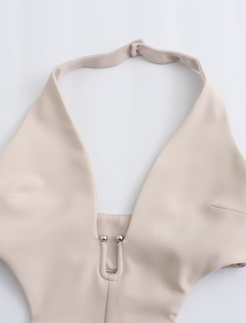 Halter Cutout Backless Wide-Leg Jumpsuit