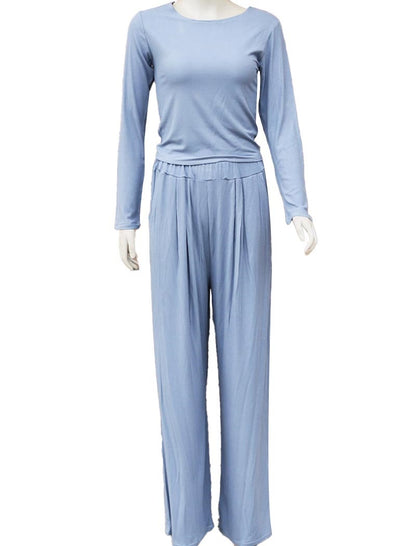 Ribbed Wide-Leg Lounge Set