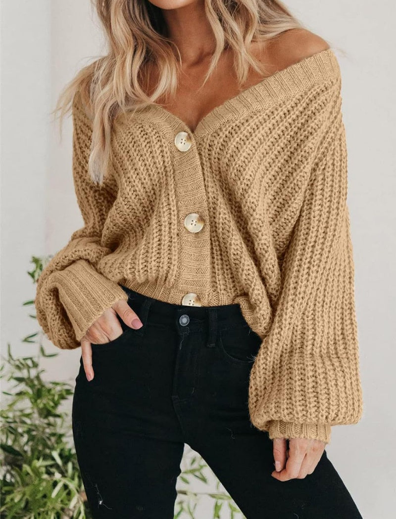 Chunky Knit Button-Up Cardigan