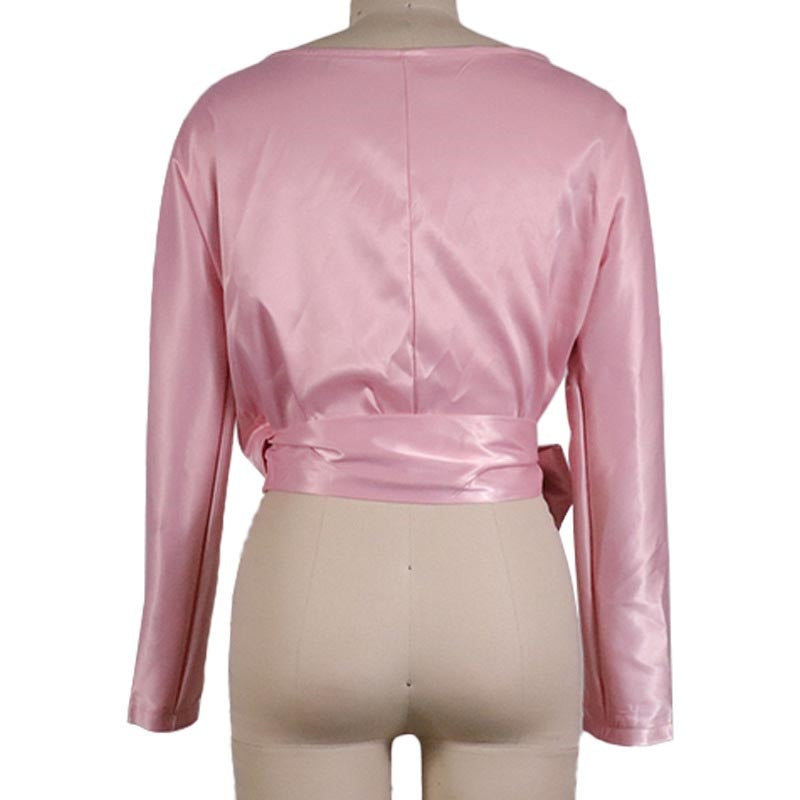 Elegant Satin Wrap Blouse