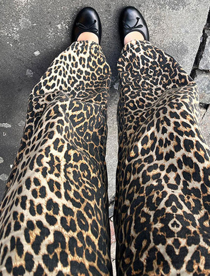 Leopard Print Wide Leg Pants