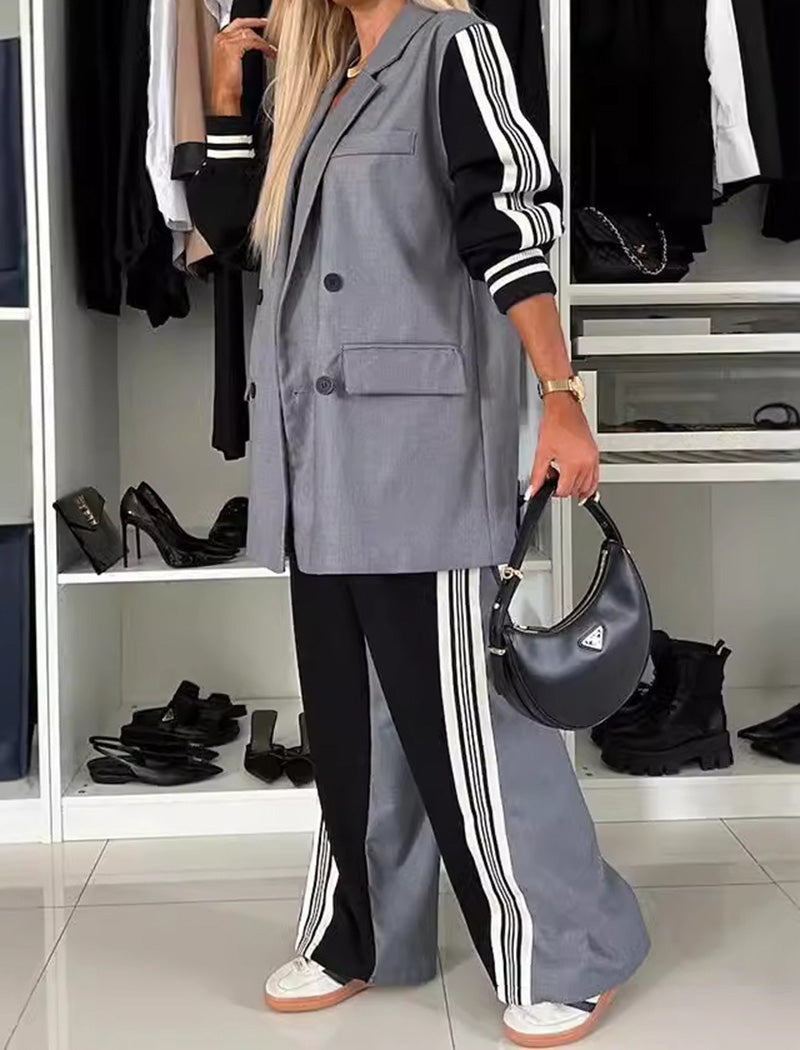 Sporty Blazer and Track Pants Set