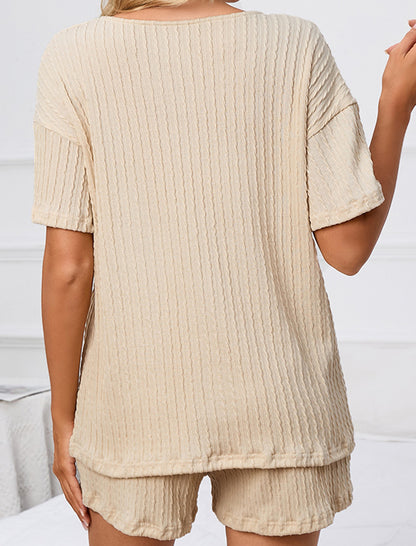 Loose-Fit V-Neck Two-Piece Set